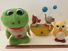 Lot Of 3 Vintage Toys Japan Wind-up Rocking Owl  Frog  Horse Elephant Boat Work 
