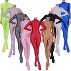 Us Yizyif Womens Shiny One Piece Long Sleeves Full Body Jumpsuit Sport Bodysuit