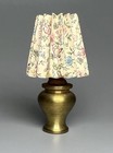 1 12 Dollhouse Miniature Table Lamp Brass Metal Base Floral Pleated Shade Corded