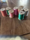 Clark s  Lot Of 8 Antique Thread On A Wooden Wood Spool
