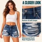  Women High Rise Ripped Denim Shorts Raw Hem Distressed Jean Shorts S-xxl