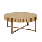 Modern Round Coffee Table 31 5  Pedestal Base Natural Ash For Living Room