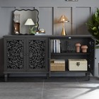 Antique Buffet Cabinet W floral Carvings  Tv Stand For 65    Tv  Wood Sideboard