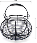 Antique Wire Egg Basket With Handle Primitives Vintage Gathering Basket Black