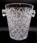 Vintage Fancy Crystal Ice Bucket Pressed Glass Barware Champagne Wine Handles