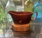 Vtg Brown Stoneware Gravy Boat Pitcher Scandia By Sheffield Mcm