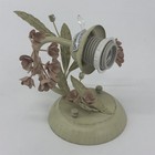 Tole Electric Wall Sconce Green With Pink Flowers Green Leaves Crystals