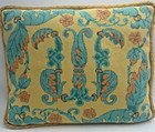 Vintage Custom Wool Needlepoint Pillow Metallic Accents Elegant
