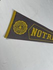 Vintage 1960s University Of Notre Dame Wool Felt College Pennant 29  Gray gold
