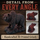 Grizzly Bear 3d Printed Wildlife Decor Figurine Red Black Multicolor 5in Long