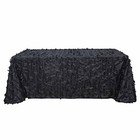 Black 90 x132  Taffeta Rectangular Tablecloth Leaf Petals Design Party Supplies