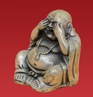 Vintage Chinese Copper Silver Plated Laughing Buddha Handcrafted Decor Figurine