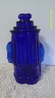 Vintage Planters Mr  Peanuts Figural Cobalt Blue Glass Cookie Jar