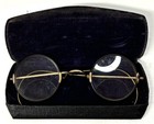 Antique Bifocals Early Eye Glasses 1900s Wire Rim Gold Filled W  Case Chicago Il