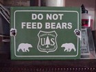 Vintage National Park Service 6  Porcelain Metal Sign Do Not Feed Bears Smokey