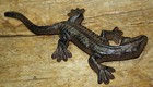 Lot Of 2 Cast Iron Brown Lizard Garden Statue Gecko Western Ranch Home Decor