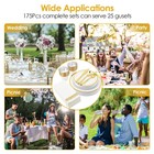 175pcs Disposable Gold Dinnerware Set Plastic Party Wedding Graduation