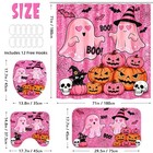 Halloween Shower Curtain Set 4 Pcs  Cute Pink Ghost   Pumpkin Halloween Shower