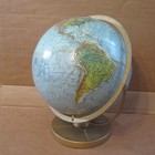 Vtg Replogle Land And Sea Table Globe 12  Double Axis Raised Textured Ussr 1960s