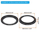 52mm-62mm Metal Step Up Ring  2 Pcs Camera Lens Filter Adapter Ring Black