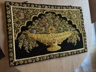 Hand Embroidered Zardozi Tapestry Wall Art   Gold Thread  24 x35 