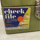 Vtg Ballonoff Check File Metal Safety Hinged Box Mcm Green Key Retro Office Usa