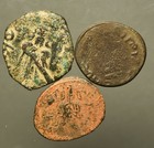 F-344 Floor Sweepings --  Umayyad  Standing Caliph Coppers   Lot Of 3 Pieces