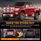 8pcs Sync Grill Emergency Lights 32 Led Red White Firefighter Lights Grille Surf