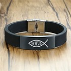 Wwjd Bracelet With Cross Jesus Fish Silicone Wristband Christian Ichthys Symbol