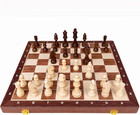 15  Folding Walnut Chess Set With Storage - Tournament-size Portable Chess Board