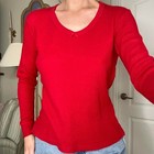 Victoria s Secret Country Authentic Red Waffle Knit Bow Top