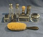 Antique Victorian Leather Man Travel Vanity Stand W  Accessories Ebony Brush  M3