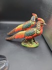 Vtg Pair Of Wales Japan Porcelain Ceramic Pheasants Bird Sculpture Colorful Mcm