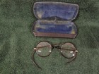 Vintage Antique Gold Round Frame Glasses Spectacles Lennon Harry Potter W case