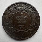 Canada New Brunswick 1864 Cent Bronze Short 6 Km  6 Queen Victoria Extra Fine