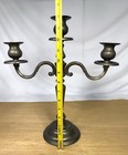 Vtg Pewter 3-arm Candelabra Candlestick Holder 14    Scroll Arms Silver Plated