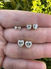 Real Moissanite Solitaire Stud Earrings Heart Shape Cut 14k Gold Over 925 Silver