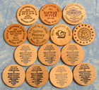Lot Of 14 Vintage Georgia Wooden Nickels Tokens Wood Coin Collection Ga