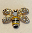Bling     Bumblebee With Faceted Rhinestones   Gold Metal Realistic Button