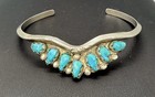 Vintage Zuni Sterling Silver   Turquoise Bracelet Signed Angie C
