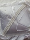 Best Bridal White Satin Ring Bearer Pillow With Beaded Lace   Ruffled Edge New 
