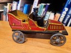 Vintage 1910 s German  Tin Wind Up Touring Car W  Driver  Nickel  Penny Toy
