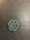 Vintage Navajo Zuni Native American Turquoise Sterling Silver Brooch Pin