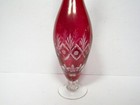 Vintage Decanter Cranberry Flashed Cut Glass W clear Stopper
