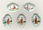 Set Of 5  Artist   Reader Antique Offering Dishes  Qing Dynasty   Hand Painted