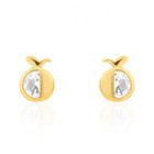 14k Gold Round Gemstone Apple Kid Stud Baby Screw Back Earrings