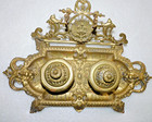 19th Century  Victorian  Brass  Double Inkstand