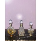 Vtg Antique Alice Aliya Mini Satin Glass Crystal Footed Perfume Bottles Set Of 3