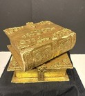 Set Of Beautiful Vintage Distressed Golden Jewelry Trinket Boxes Paper Mache