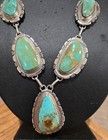 Sterling Silver Navajo Crafted Royston Turquoise Necklace And Earrings Set